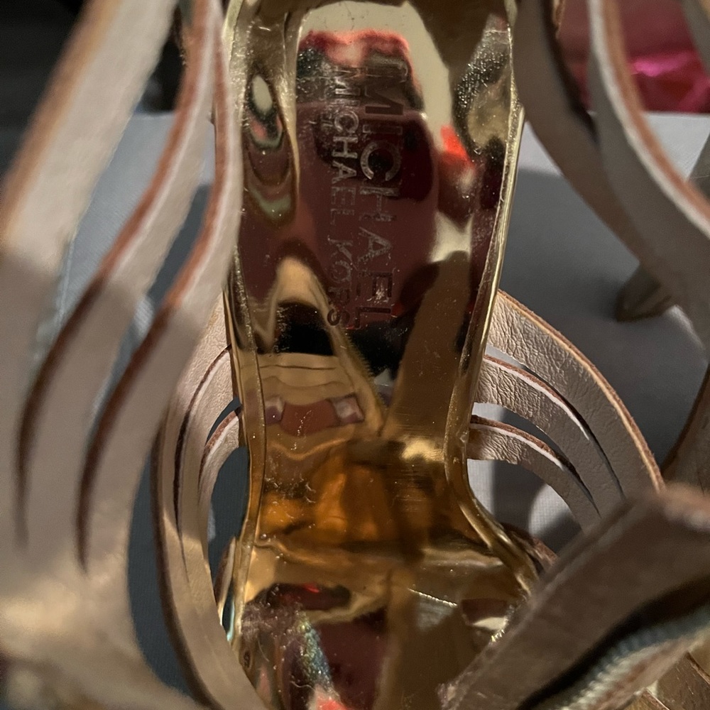 💜 Michael Kors Robertson Metallic Gold Sandal Heel 💜 - Picture 12 of 16